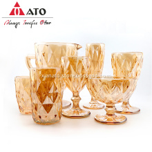 Wine Glass Machine made embossed wine glass set